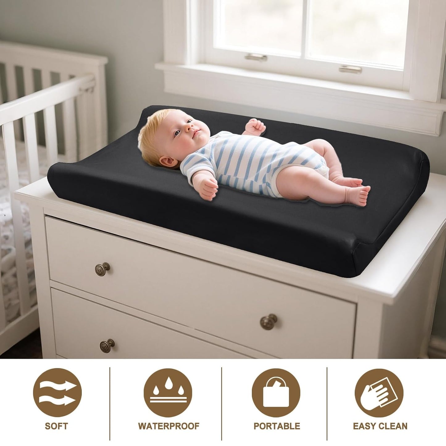 Owlowla Changing Pad Cover,Waterproof Changing Pad Covers-Soft Leather Diaper Changing Table