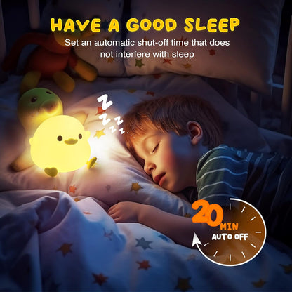 UNEEDE LED Cute Bean Duck Night Light, DoDo Duck Silicone Nursery Night Light Rechargeable Table