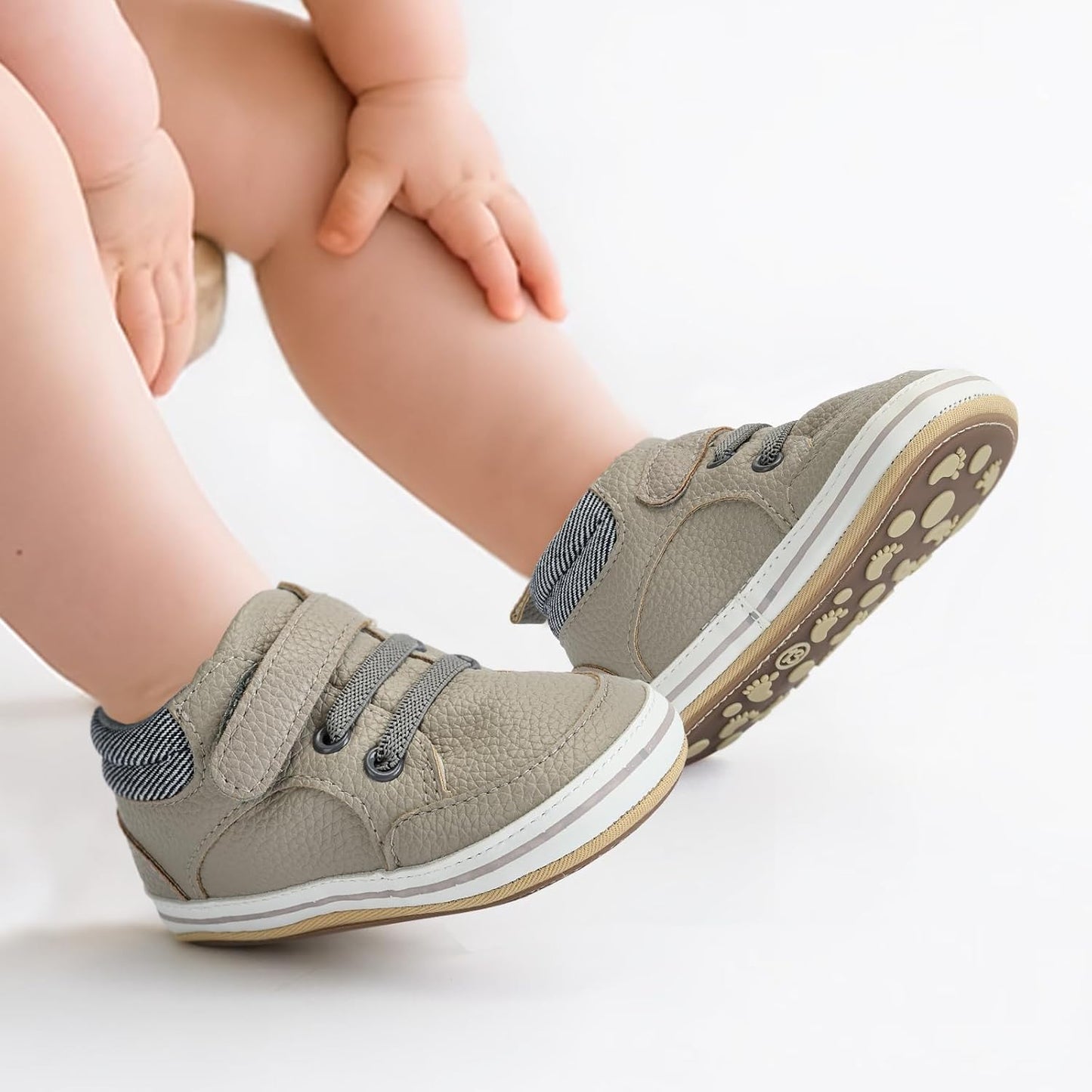Baby Boys Girls Non-Slip Rubber Sole High-Top PU Leather Infant Sneakers Toddler Crib First Walker