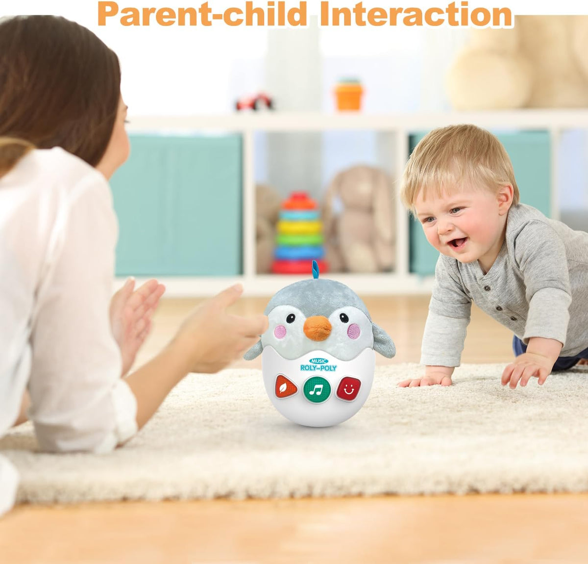 Infant Toys 0-3-6-12 Months Shower Gifts, Plush Cute Stuffed Animal Penguin Musical Baby Tummy Toys