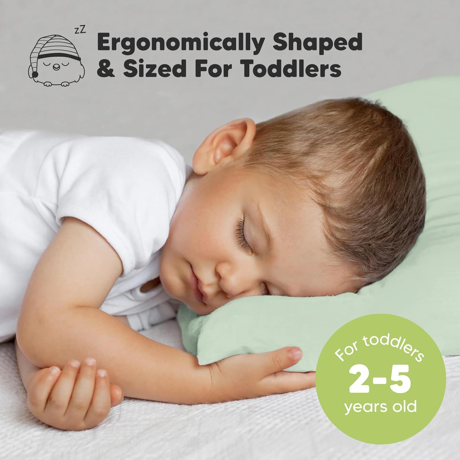 KeaBabies Toddler Pillow with Pillowcase, Jumbo 14X20 - Soft Organic Cotton Toddler Pillows for