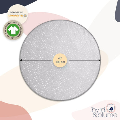 Byrd & Blume Round Baby Play Mat, Organic Cotton Soft Padded Nursery Floor Mat, Safe Hypoallergenic