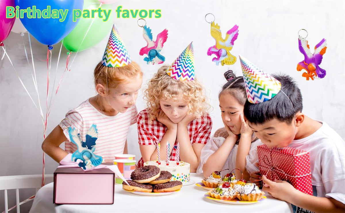 24 Packs Bulk Mini pop Fidget Keychain , Birthday for Boys and Girls Kids Party Favors Supplies and