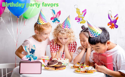 24 Packs Bulk Mini pop Fidget Keychain , Birthday for Boys and Girls Kids Party Favors Supplies and