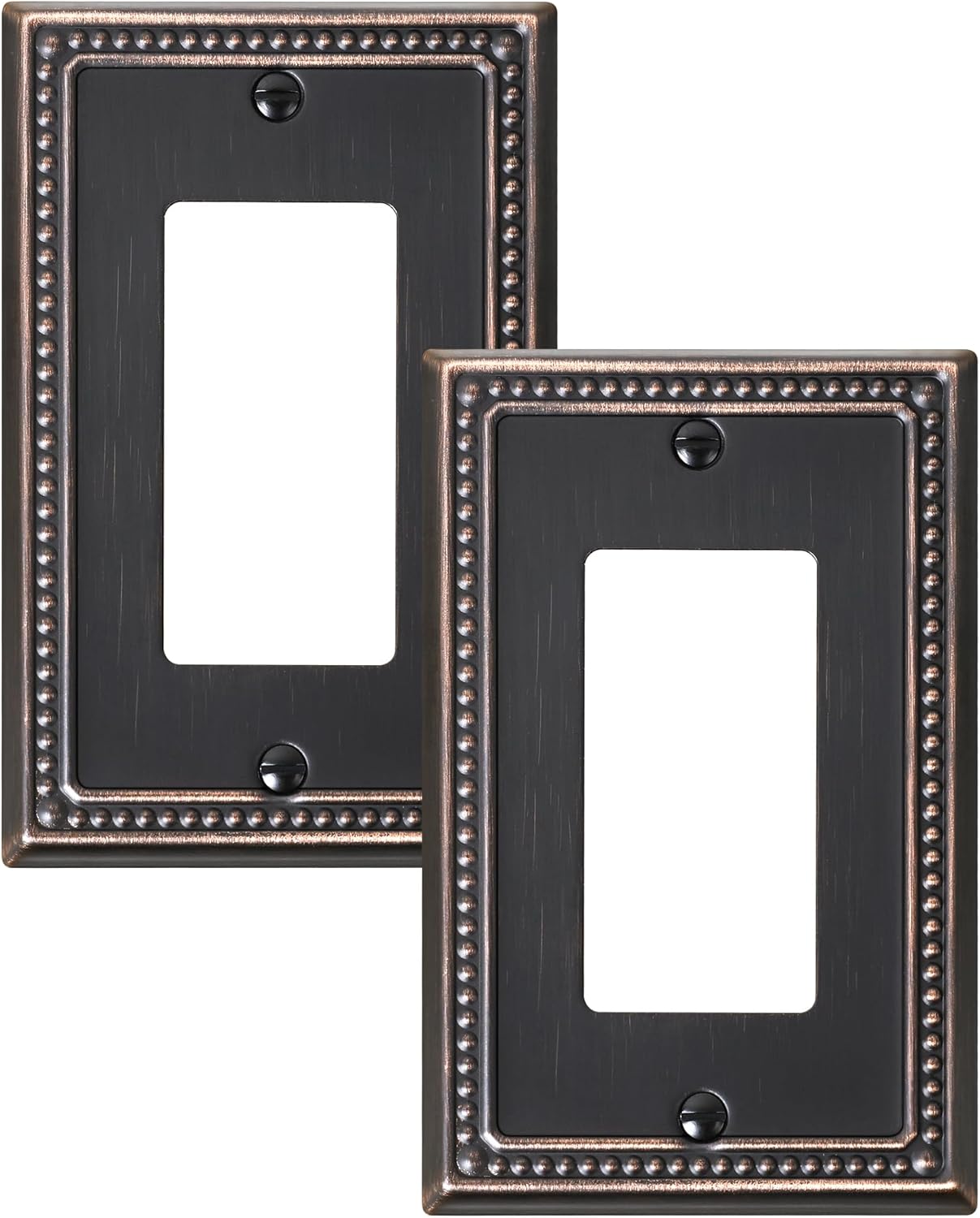 2-Pack Decorator Outlet Cover Plate, Decorative Switch Plates and Outlet Covers, Aged Bronze Metal