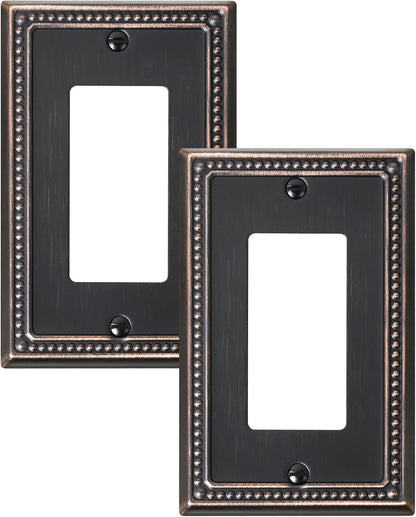 2-Pack Decorator Outlet Cover Plate, Decorative Switch Plates and Outlet Covers, Aged Bronze Metal