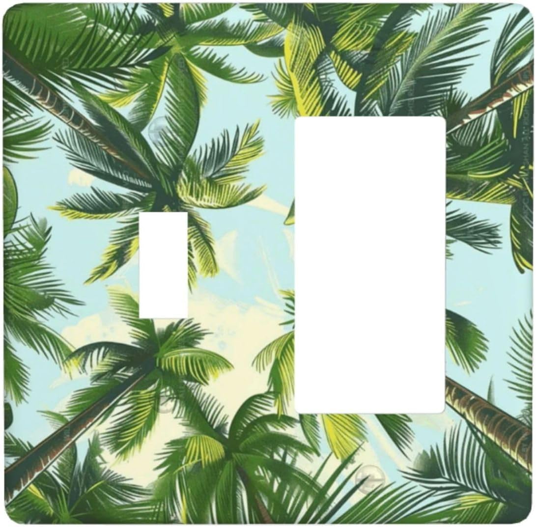 Summer Sky Coconut Palms Trees Green Plants Leaf Outlet Covers 1 Toggle 1 Rocker Combination