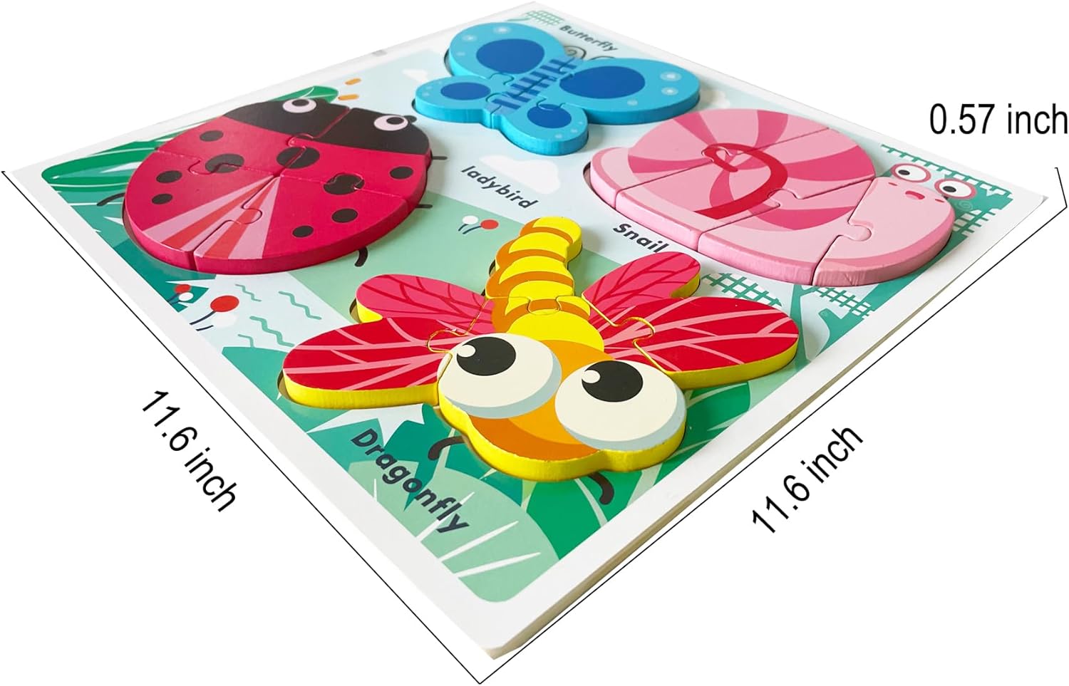 Wooden Jigsaw Puzzles for Toddlers 2-4 Years Old Girls Boys Jumbo Base Chunky Puzzle Ages1-3