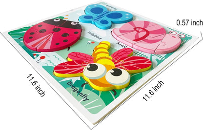 Wooden Jigsaw Puzzles for Toddlers 2-4 Years Old Girls Boys Jumbo Base Chunky Puzzle Ages1-3