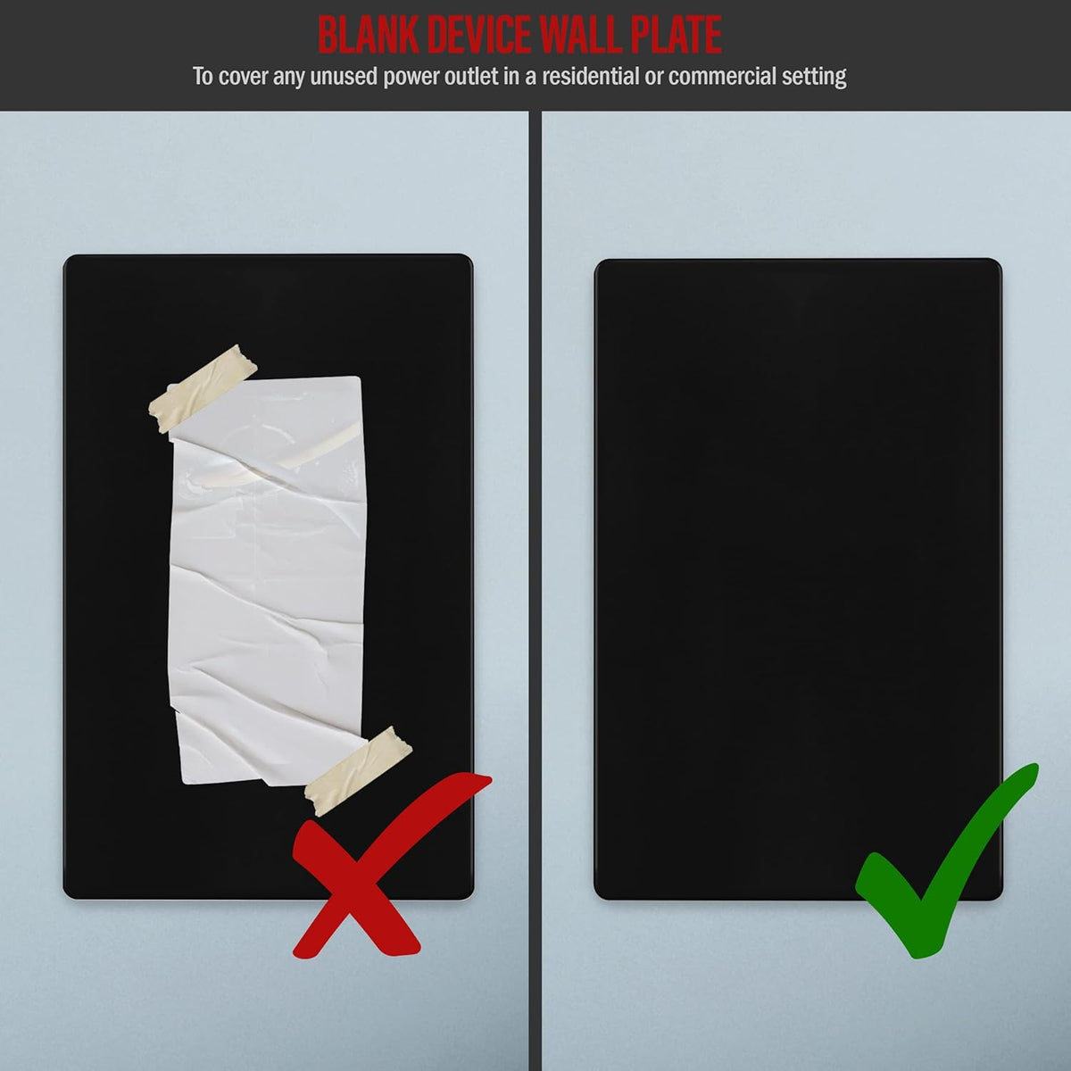 ENERLITES Screwless Blank Wall Plate, Child Safe Blank Device Outlet Cover, Standard Size, 1-Gang