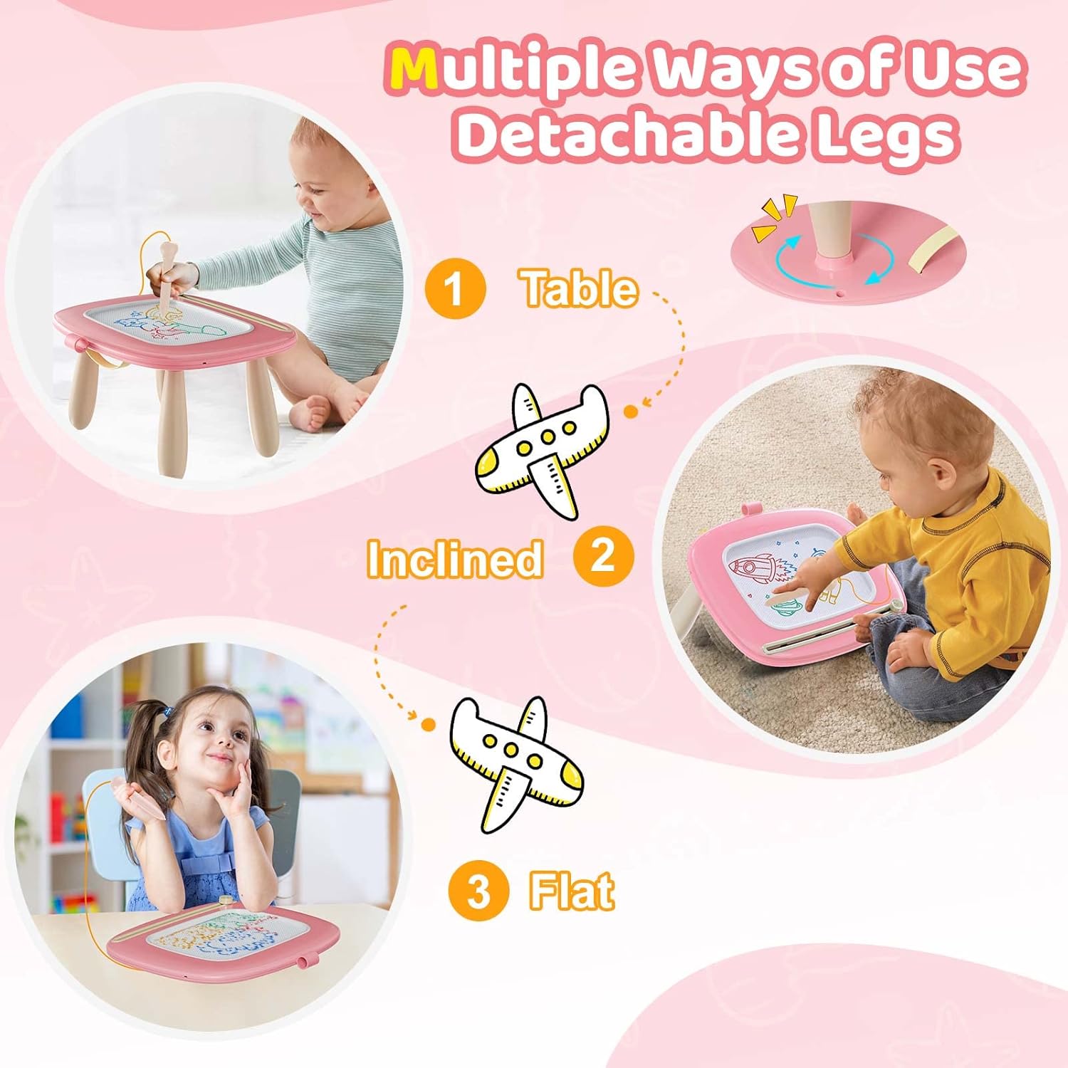 Kikidex Magnetic Drawing Board, Toddler Girl Toys for 1-2 Year Old, Doodle Board Pad Learning and