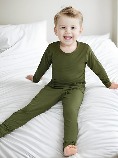 BABY 2T-10Y Toddler Kids Girls Boys Soft Comfy Viscose 2pcs Set Long Sleeve Plain Shirts and Pants