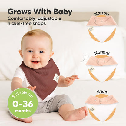 KeaBabies 8-Pack Bandana Bibs for Baby Girls, Boys - Organic Cotton Baby Bibs for Drooling &