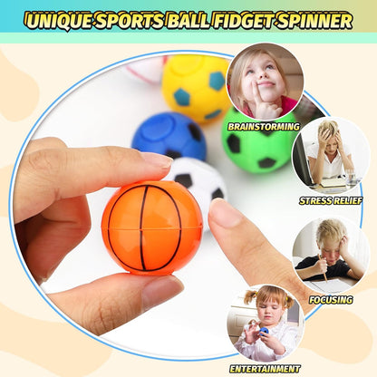 36 PCS Basketball Fidget Spinner, Soccer Ball Stress Relief Toys for Kids Adults, Goodie Bag
