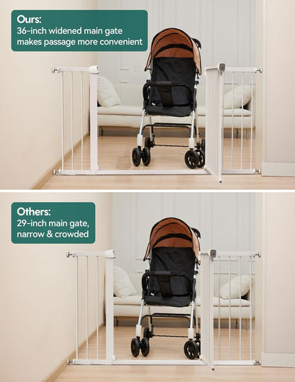 BABELIO 36-57" Extra Wide Baby/Dog Gate, Auto Close with Large Walk Thru Door,Safety for Pet