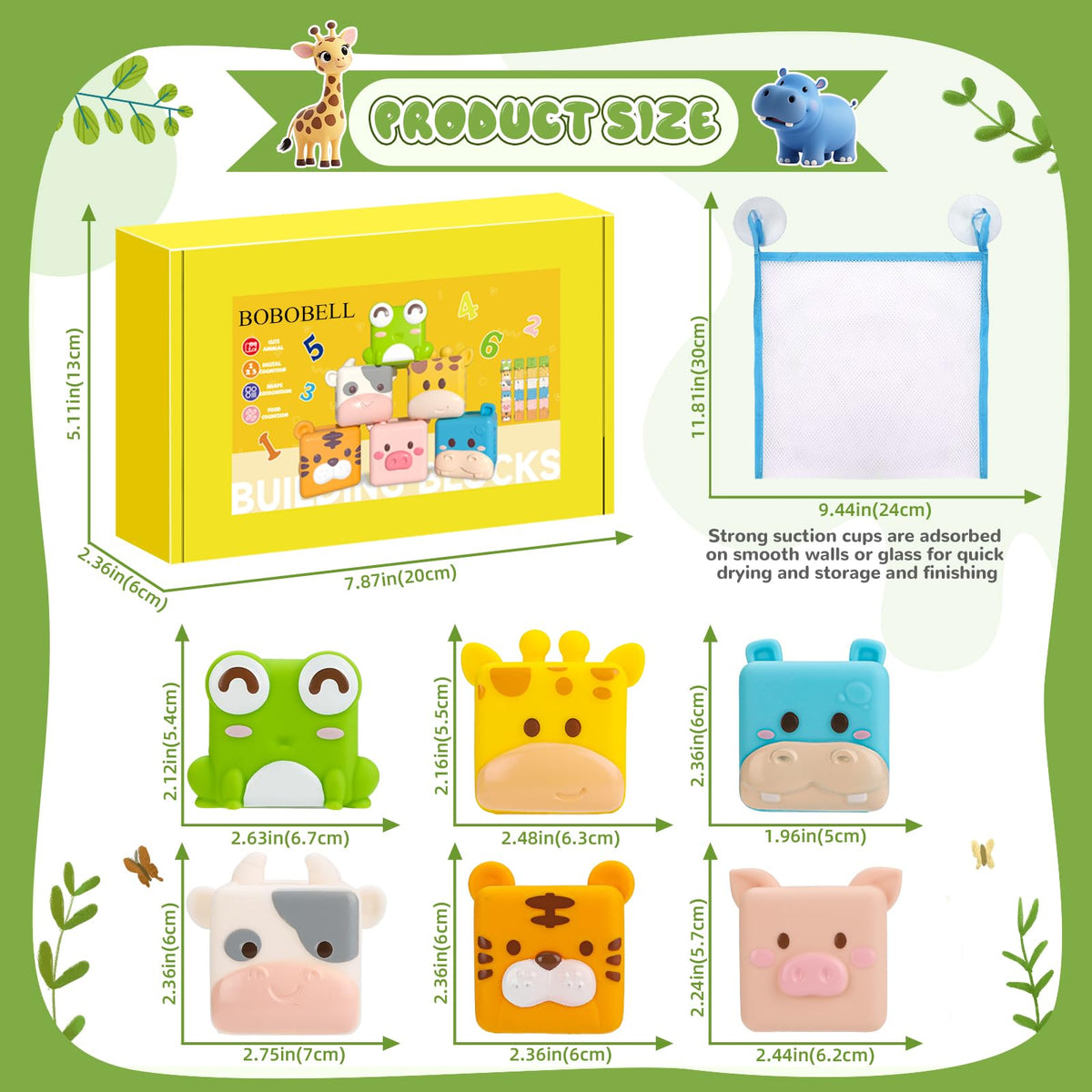 BOBOBELL Animal Soft Baby Blocks,Squeeze Blocks for 6-12 Months Babies