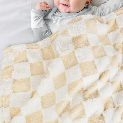 HOMRITAR Baby Blanket for Unisex Soft Cozy Reversible Checkerboard Toddler Blankets, Fluffy Fuzzy