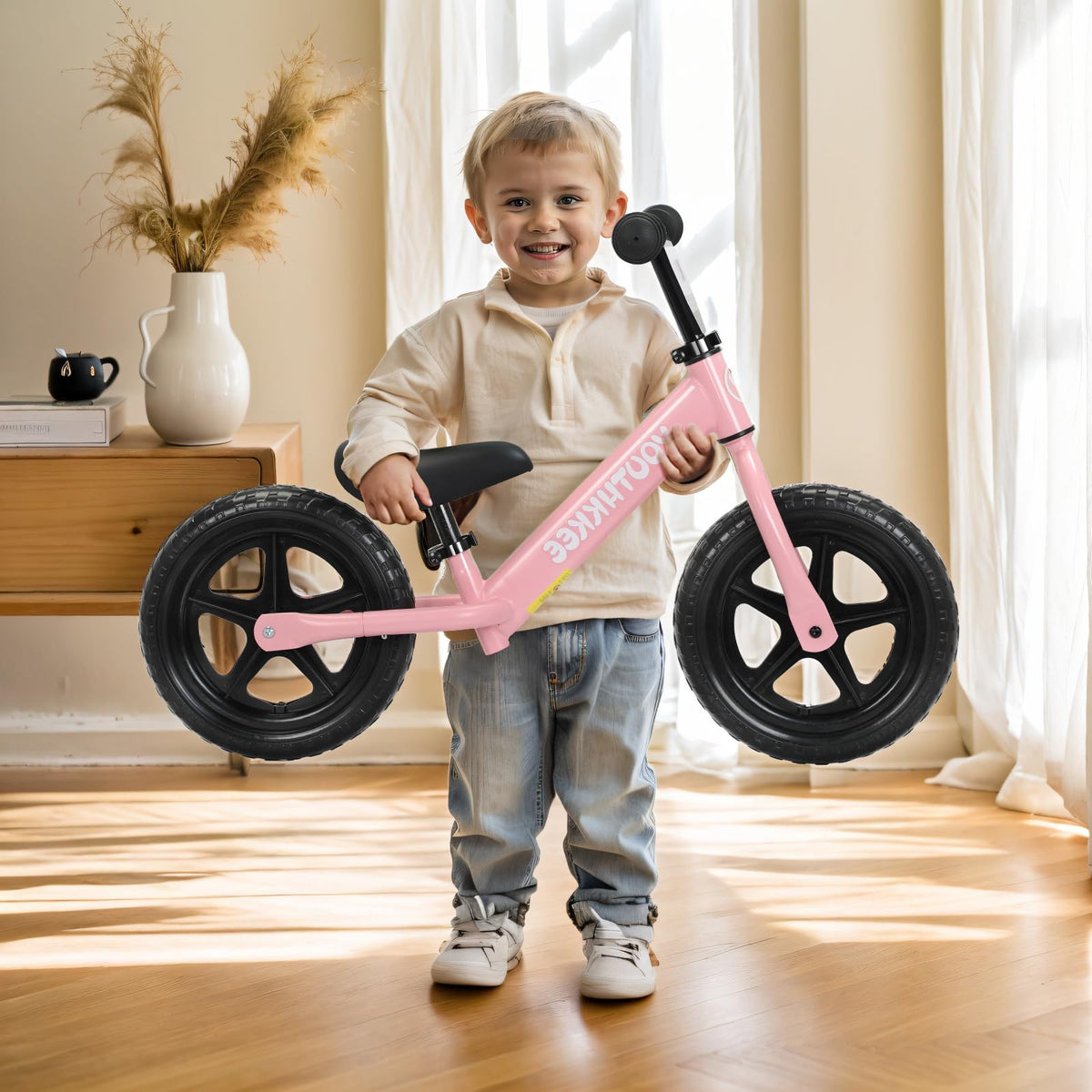 Youthkkee 12 Inch Toddler Balance Bike for 1-3 Year Olds, No-Pedal Bike with Tool-Free Adjustable