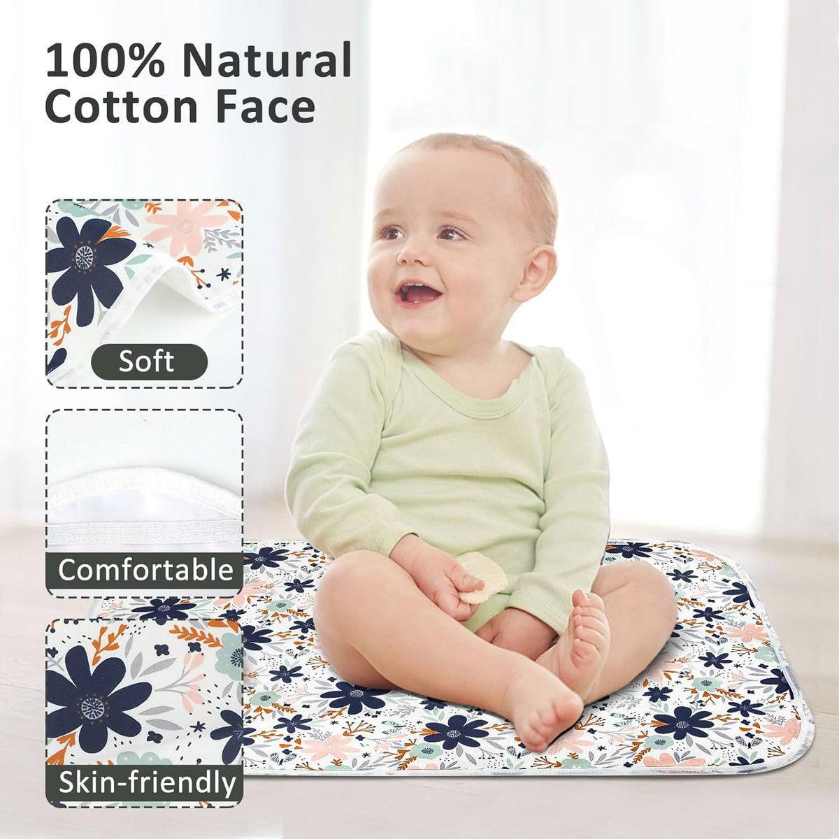 Baby Diaper Changing Pad, 21 5/8" x 31.5" Waterproof Changing Pad Liners - Reusable Soft and