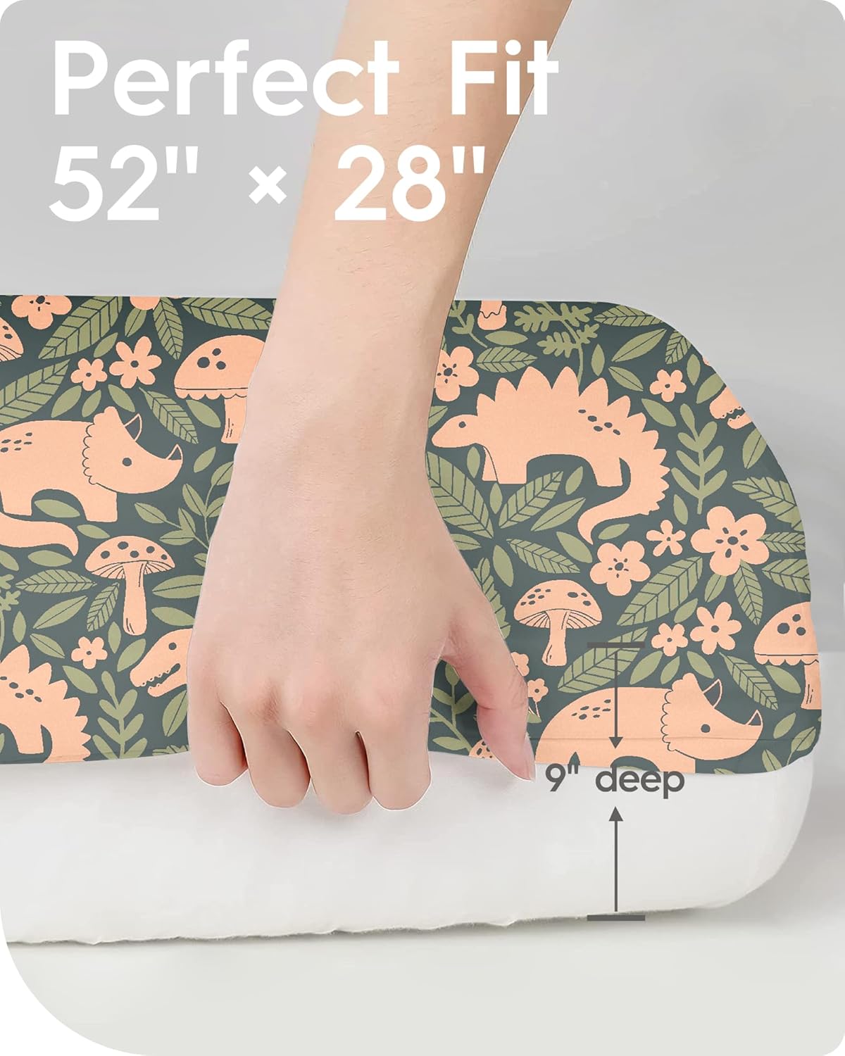 Dinosaur Crib Sheets for Boys, Premium Soft Crib Mattress Fitted Sheet, Ultra Breathable Baby