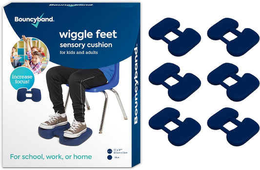Bouncyband Wiggle Feet, Dark Blue, 6 Pack – Sensory Foot Cushion Quietly Facilitates Movement to
