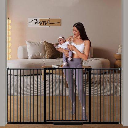 DEARBB Extra Wide Baby Gate Ultra Narrow Spacing 30.11-77.36" Pressure Mounted Double Lock Swing