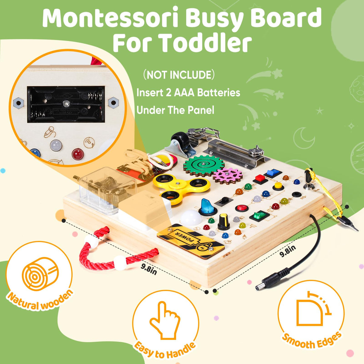 Montessori Wooden Busy Board Toys for 1 2 3 Boys Girls,Toddler Sensory Educational Fidget Board