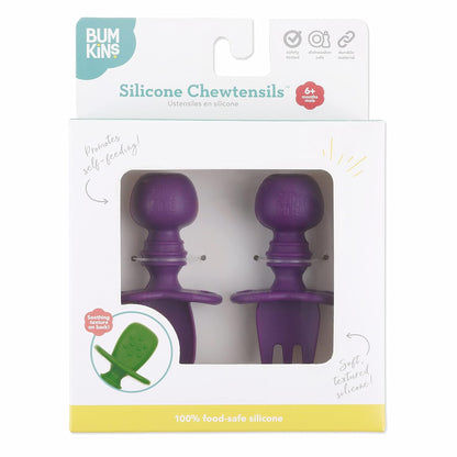 Bumkins Baby Utensils Set, Chewtensils Silicone Spoons for Dipping, Self-Feeding, Baby Led Weaning