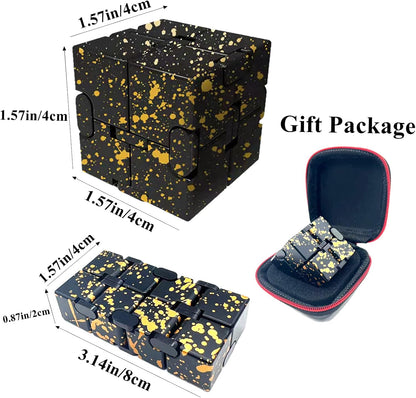 Metal Fidget Toys Infinity Cube for Men Anxiety Stress Relief Aluminum Alloy Material (Black &