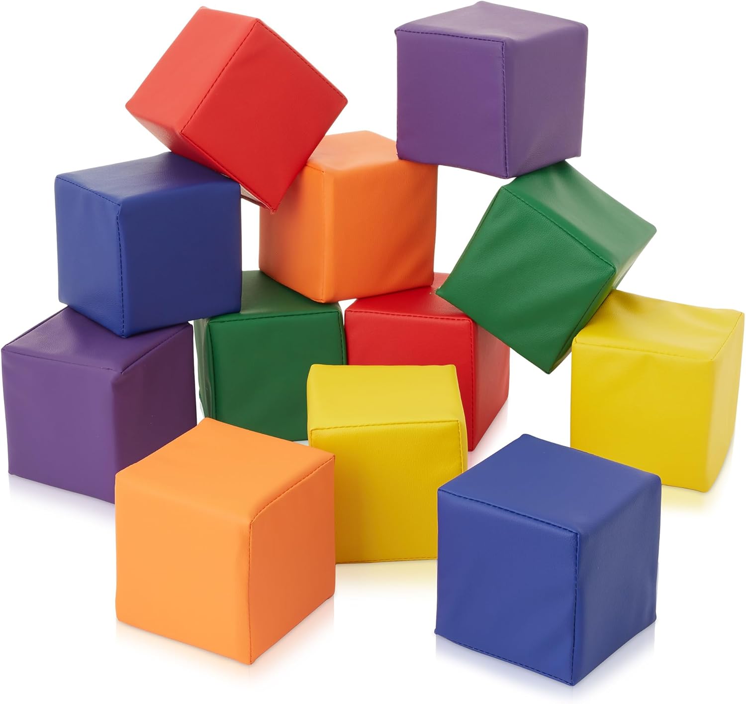 Casafield Toddler Foam Building Blocks (12-Piece Set), 5.5" x 5.5" Soft Play Colorful Kids Stacking