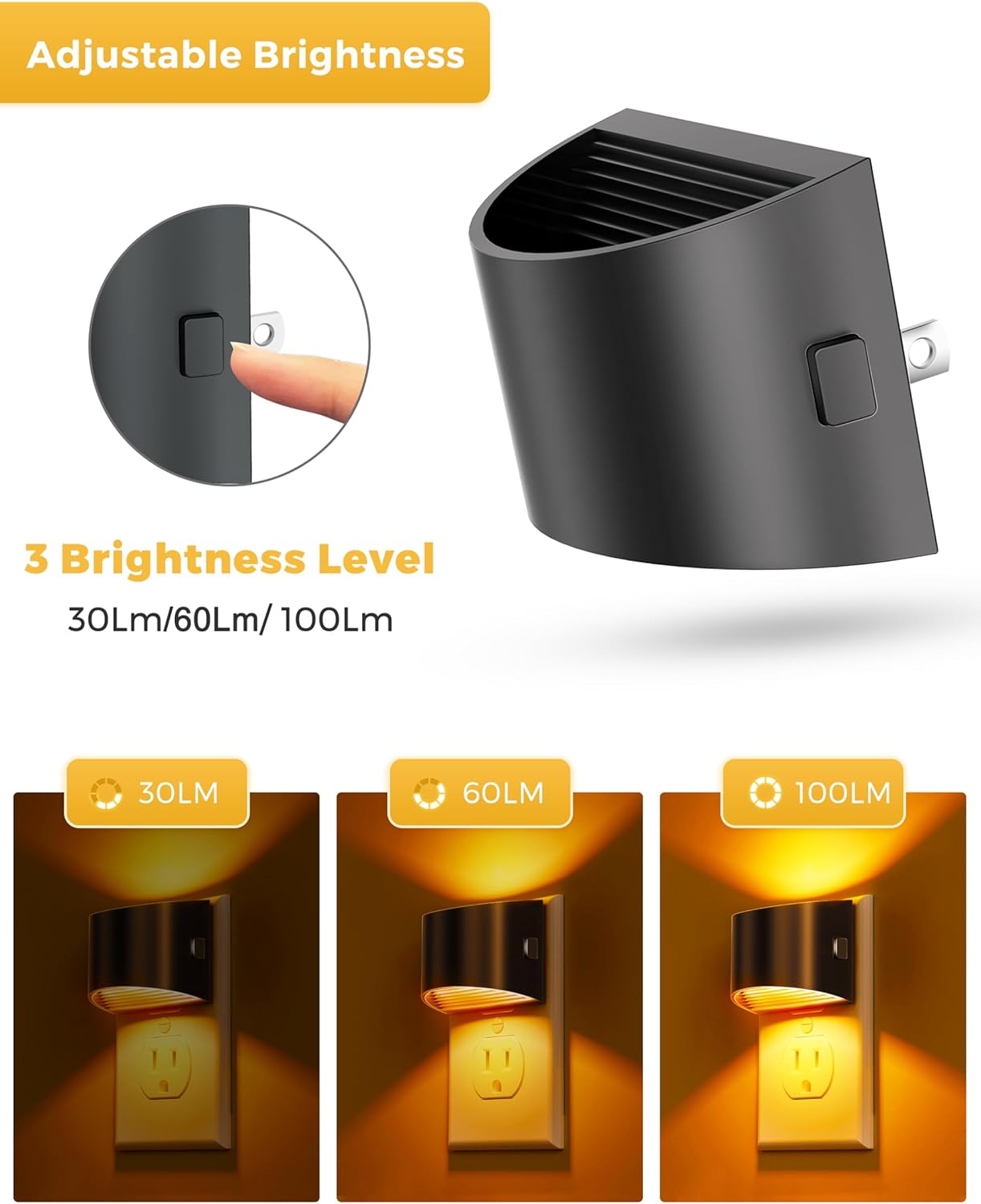 L LOHAS LED Night Light 2 Pack, Night Lights Plug into Wall, Dusk to Dawn Sensor Nightlight, 3