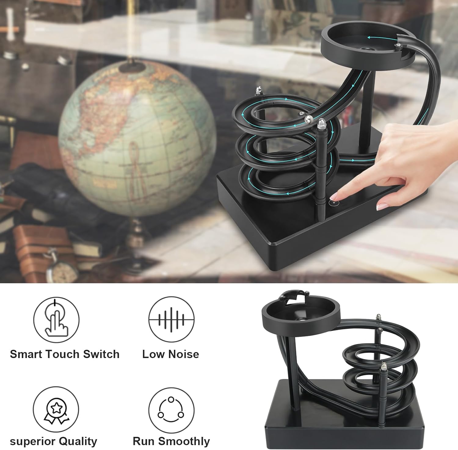 Kinetic Art Perpetual Motion Marble Machine for Home Office, Non-Stop Rolling Ball Toys Science