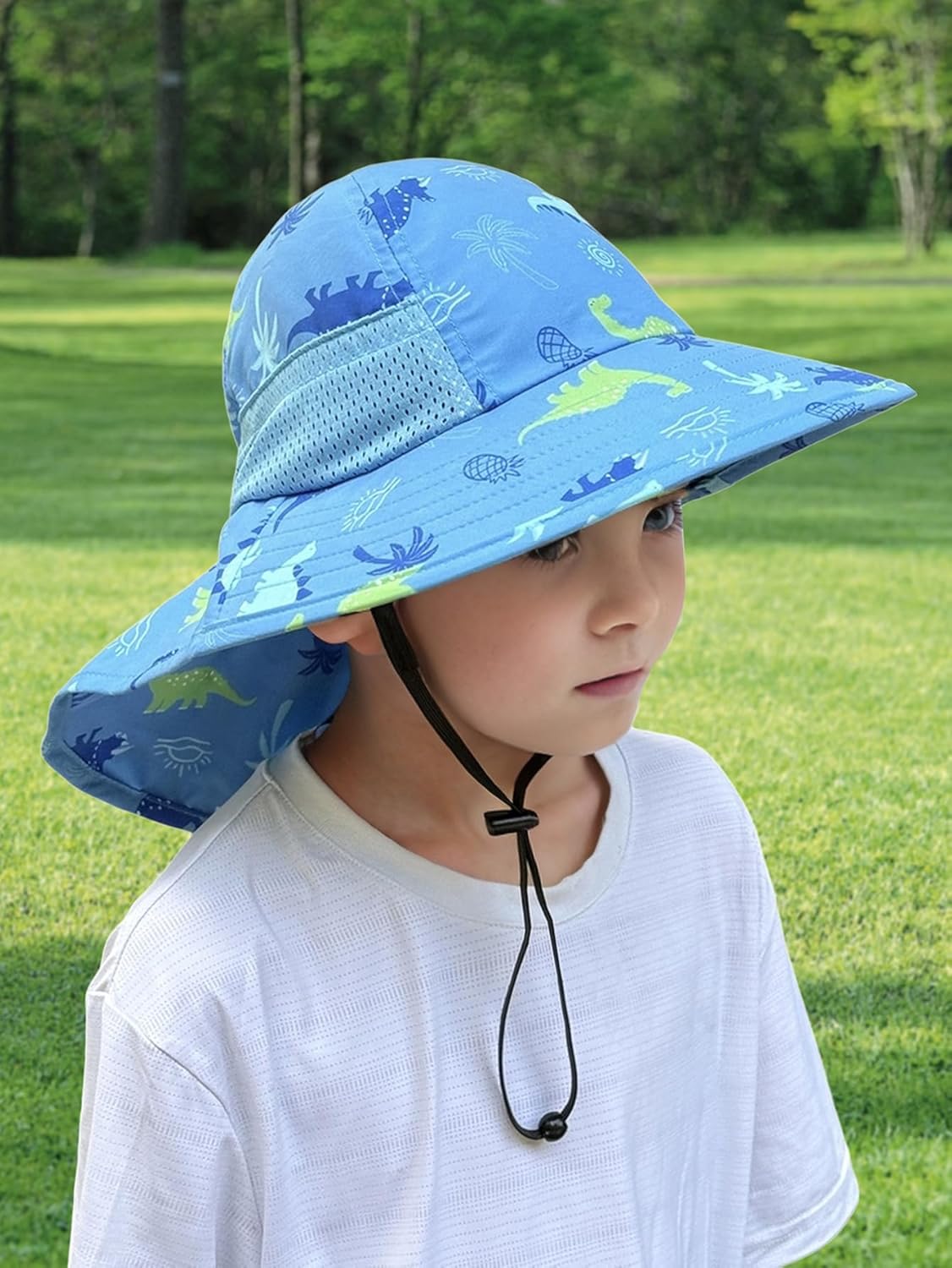 CHUNG Baby Sun Protection Hat Summer Toddler Adjustable UPF 50+ Wide Brim Neck Flap Beach Caps Boys