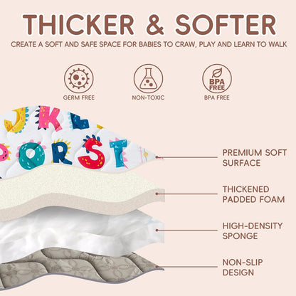 Baby Play Mat - Thicken 50x50 Inch Soft Foam Crawling Mat for Playpen & Floor, Non-Slip Waterproof
