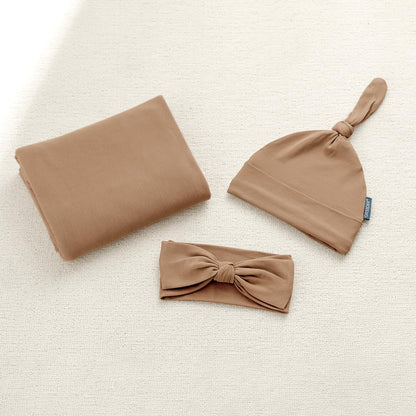 GRSSDER Newborn Swaddle Blankets, Ultra Soft Jersey Receiving Blanket with Matching Headband and