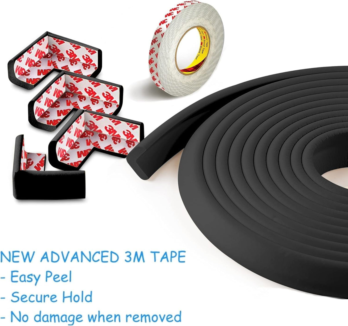 Baby Proof Corners & 15ft Edges with Furniture Corner & Edge Safety Bumpers, Impact-Absorbent