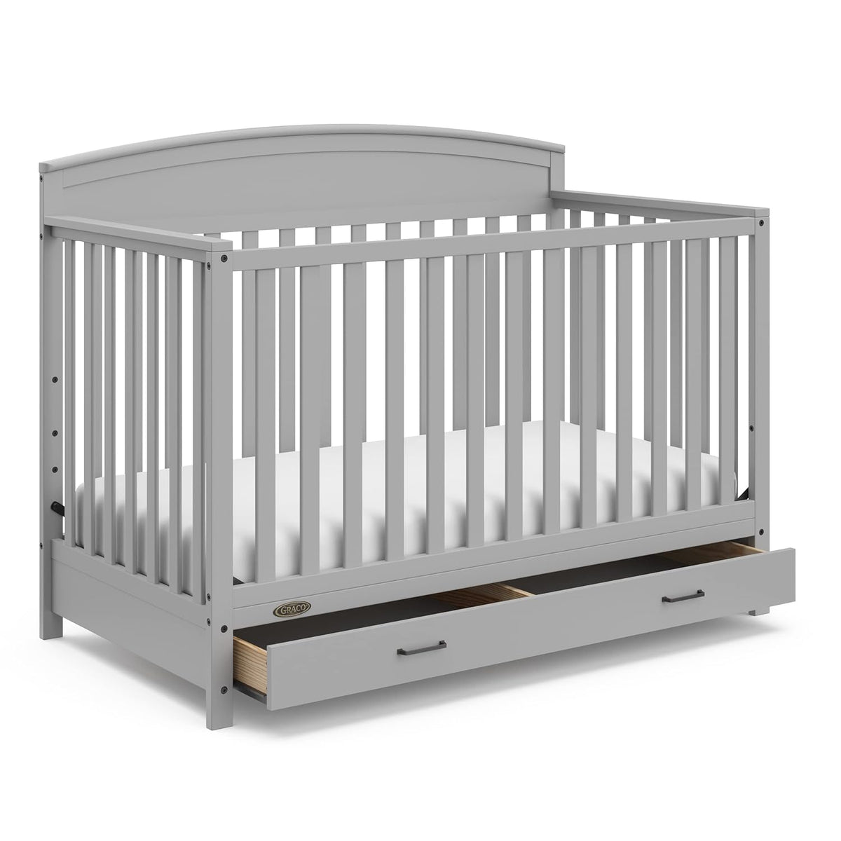 Graco Benton 5-in-1 Convertible Crib with Drawer (Pebble Gray) -Converts from Baby Crib to Toddler