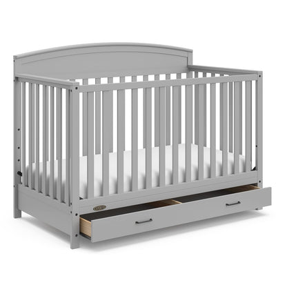 Graco Benton 5-in-1 Convertible Crib with Drawer (Pebble Gray) -Converts from Baby Crib to Toddler