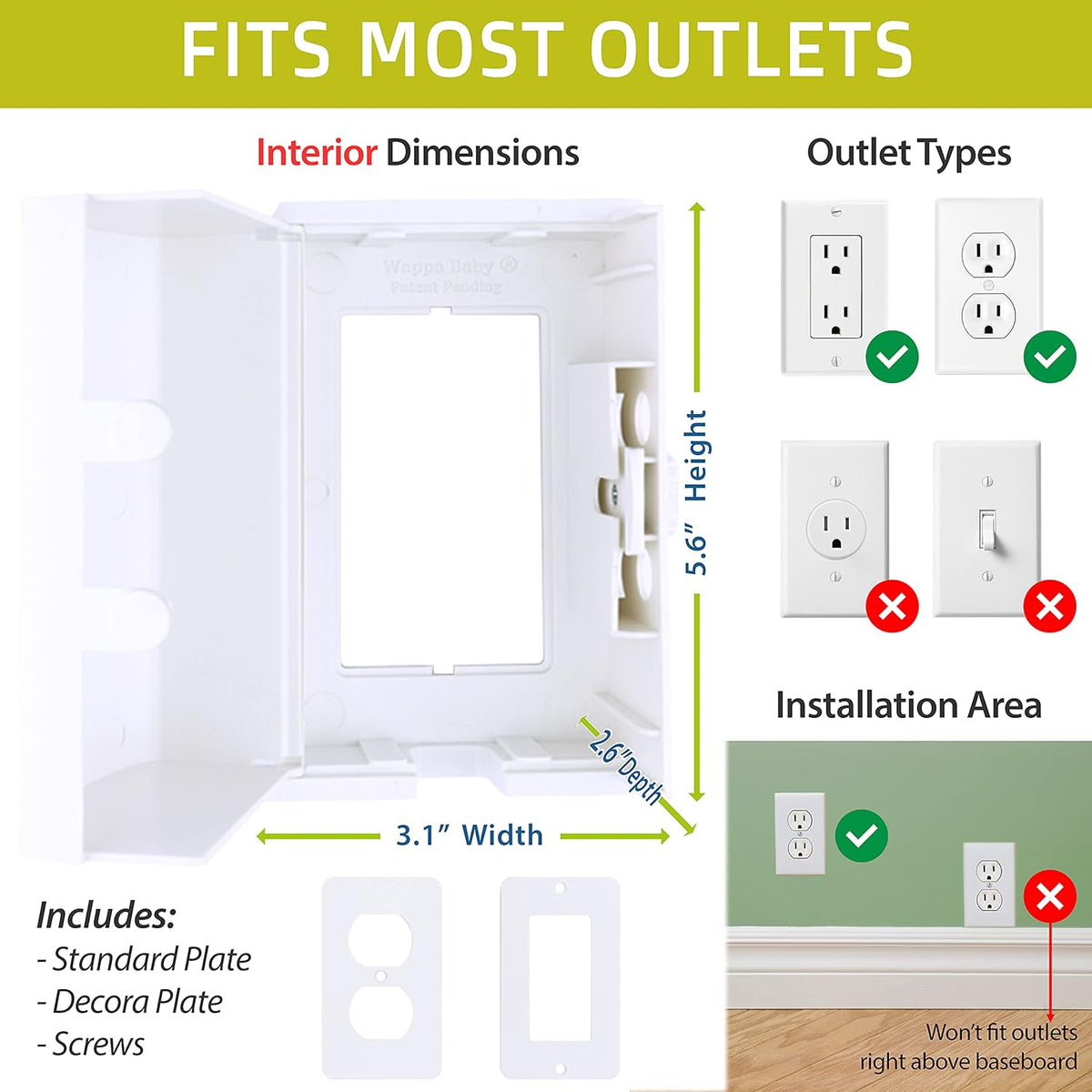 Baby Safety Outlet Cover BOX [Patent Pending] Double Lock for Much Better Toddler Proofing, Easier