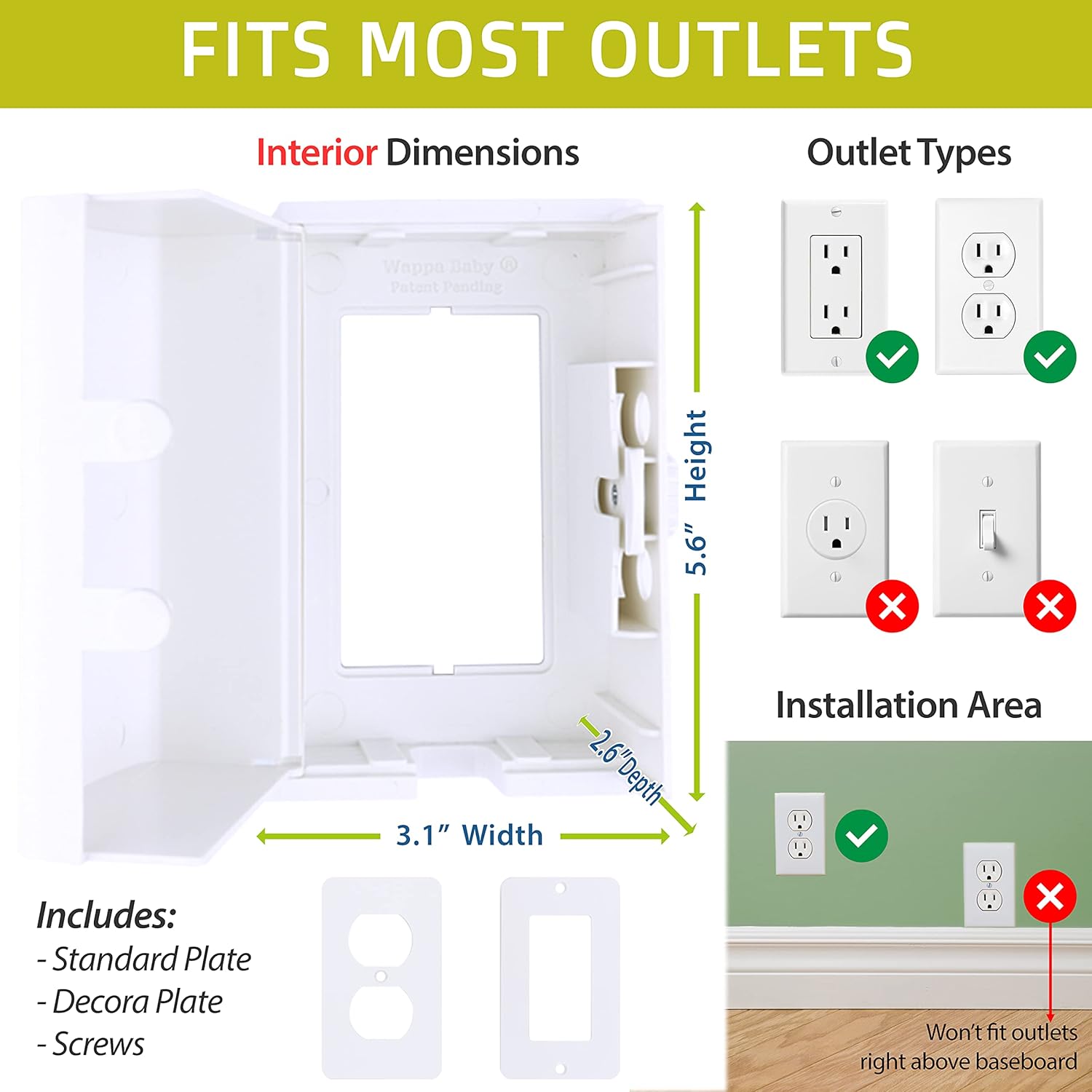 Baby Safety Outlet Cover BOX [Patent Pending] Double Lock for Much Better Toddler Proofing, Easier