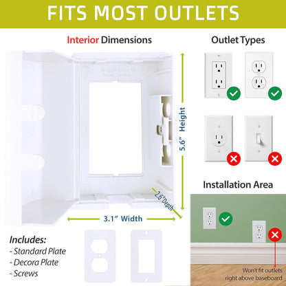 Baby Safety Outlet Cover BOX [Patent Pending] Double Lock for Much Better Toddler Proofing, Easier