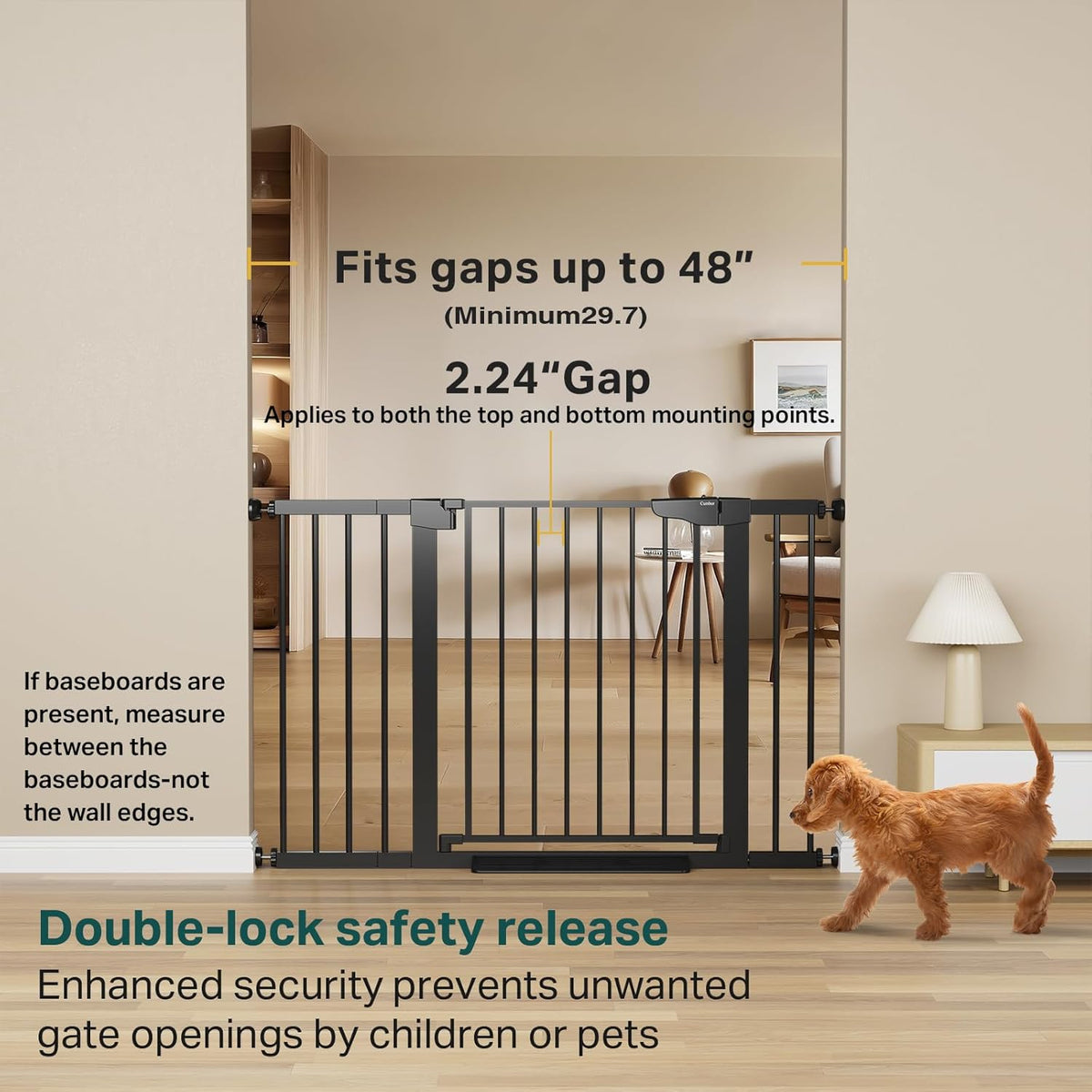 Cumbor 29.7-48" Baby Gate for Stairs, Mom's Choice Awards Winner-Dog Gate for Doorways, Auto Close