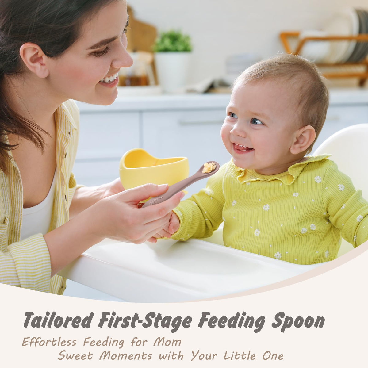 DRKIO 8 Pcs Silicone Baby Spoons Infant Utensils for First Stage Feeding