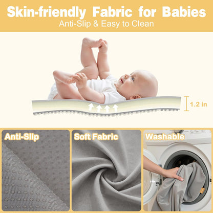 71" ×59" Padded Baby Play Mat for Floor, 1.2" Thick Memory Foam Mat with Machine Washable Cover