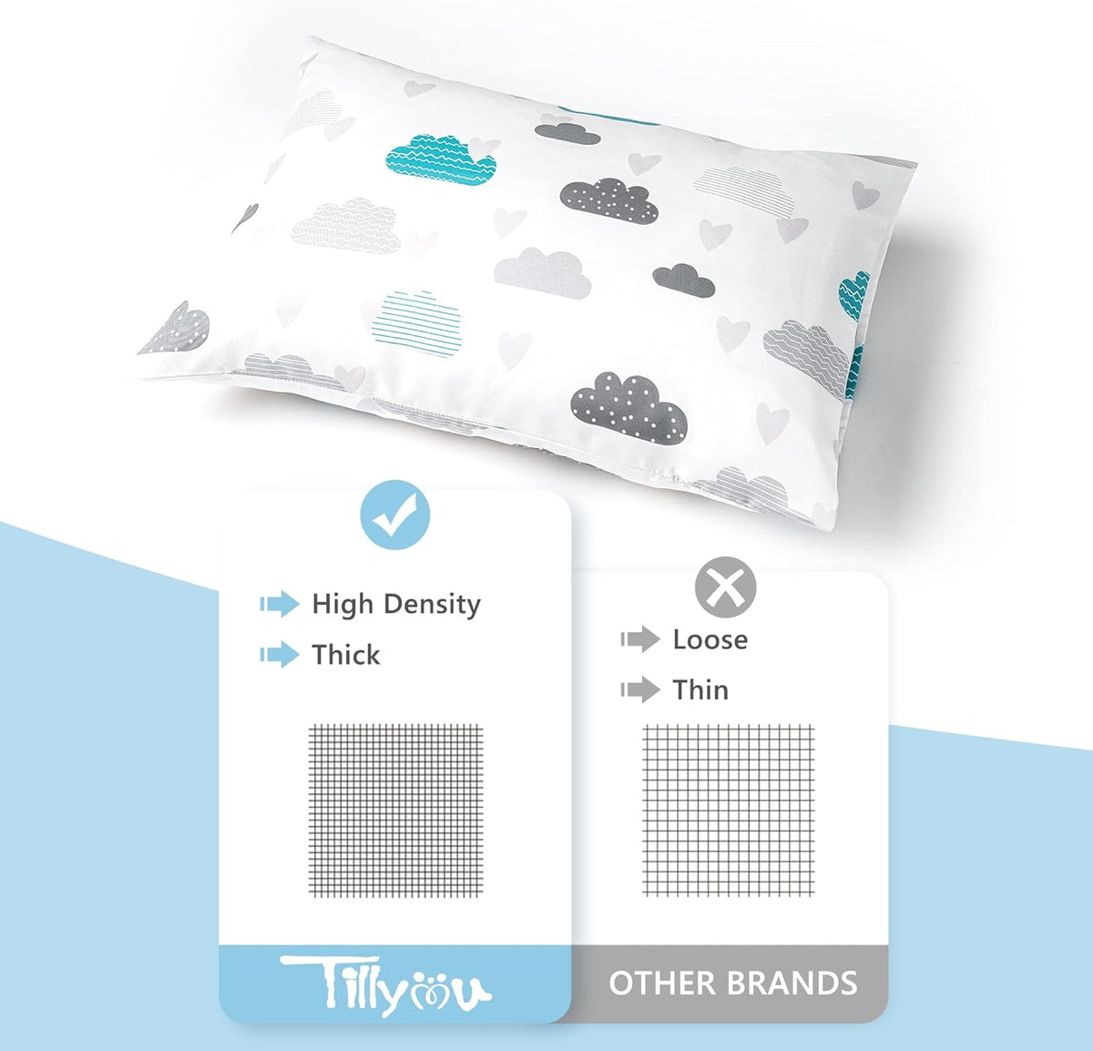 TILLYOU Toddler Pillowcase 2 Pack with Envelope Closure,Silky Soft Microfiber 13" x 18" Kids Travel
