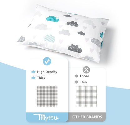 TILLYOU Toddler Pillowcase 2 Pack with Envelope Closure,Silky Soft Microfiber 13" x 18" Kids Travel