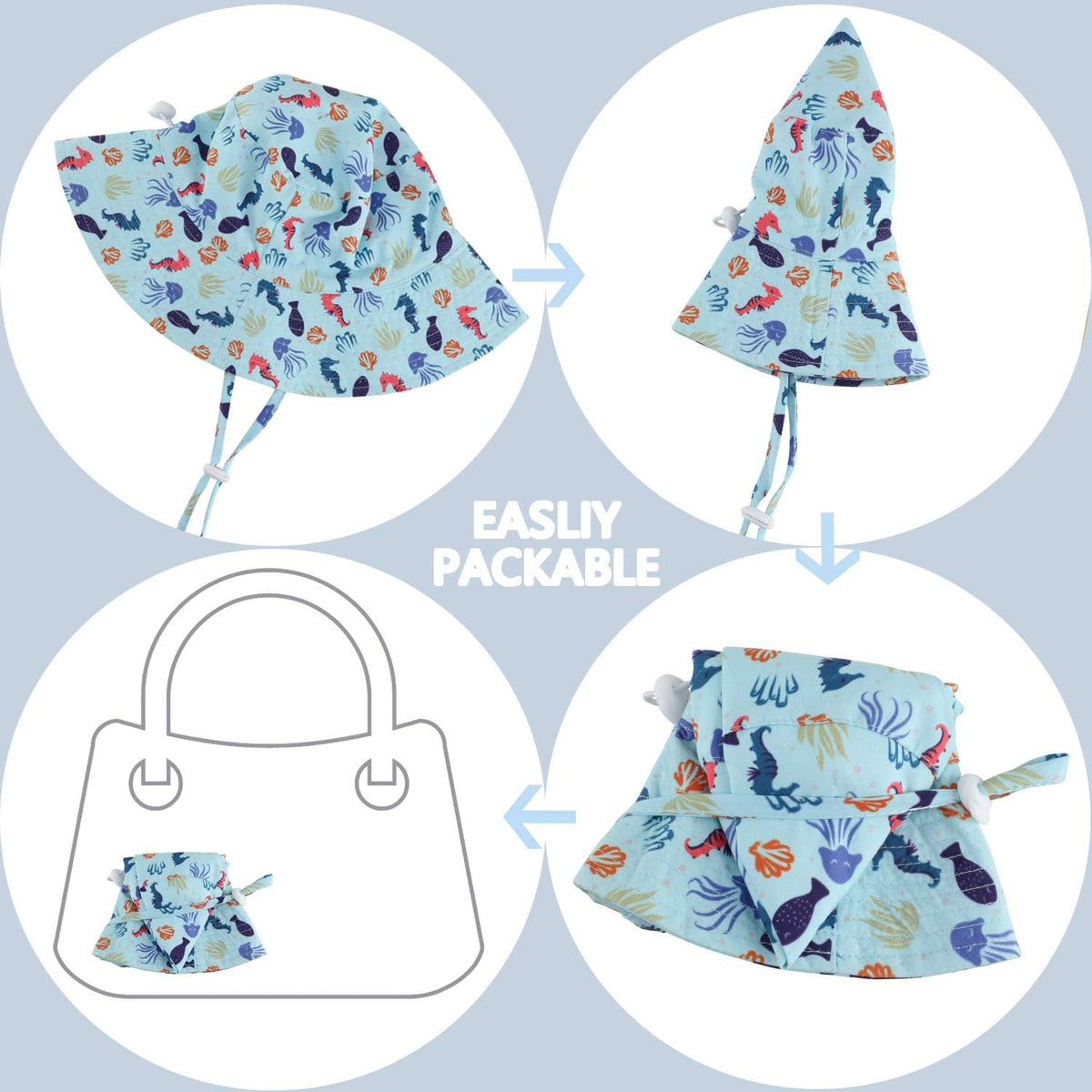 Baby Sun Hat Toddler Beach Swim Hats UPF 50+ Summer Bucket Hat Kids Infant Wide Brim Adjustable Sun