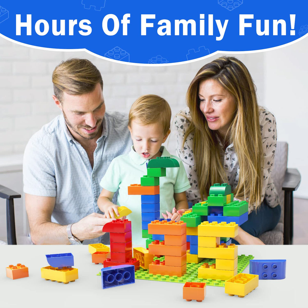 Big Building Blocks for Toddlers Kids Age 2-5, 150 PCS Set with Baseplate