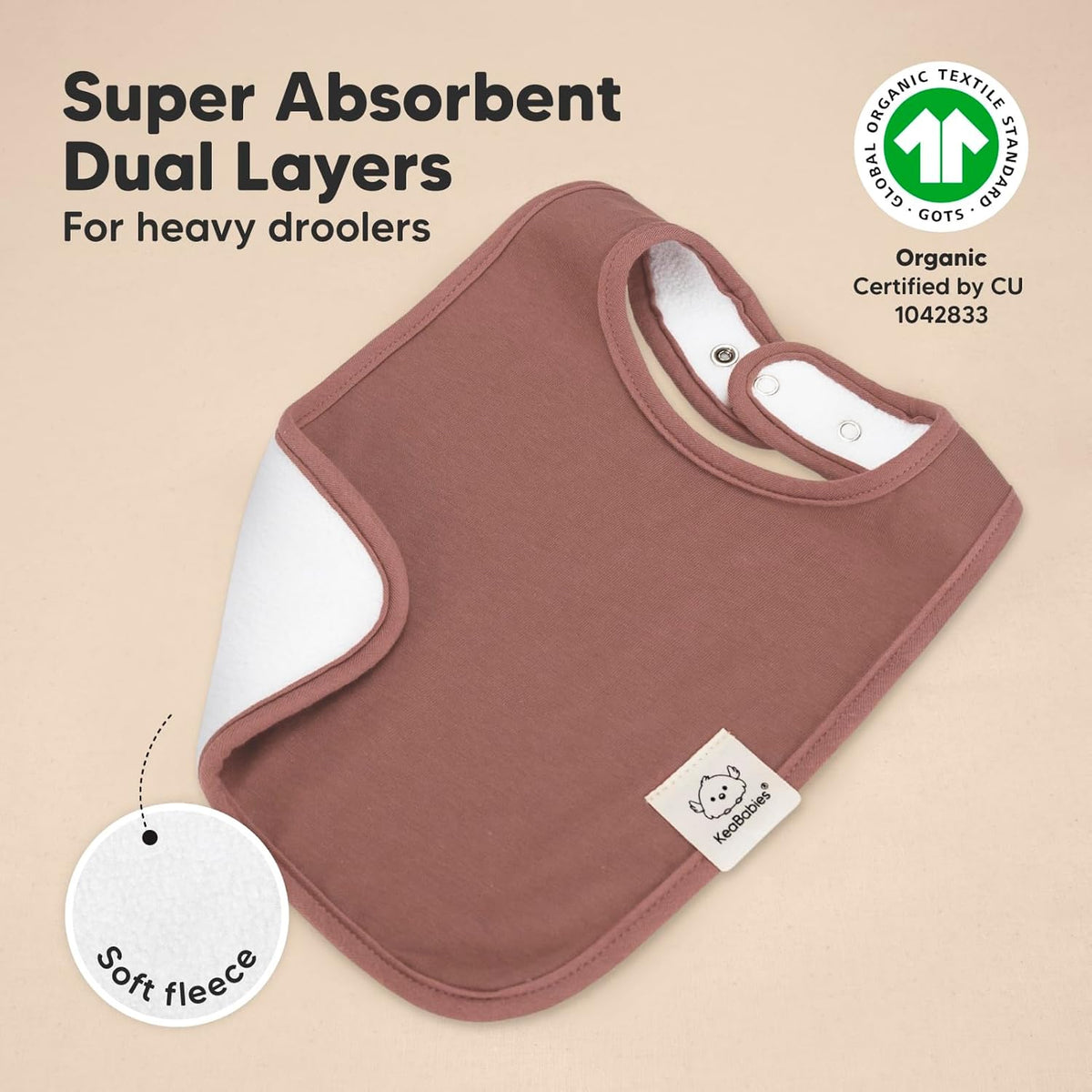 KeaBabies 8-Pack Organic Baby Bibs for Boys, Girls - Super Absorbent Cotton Drool Bibs for Baby