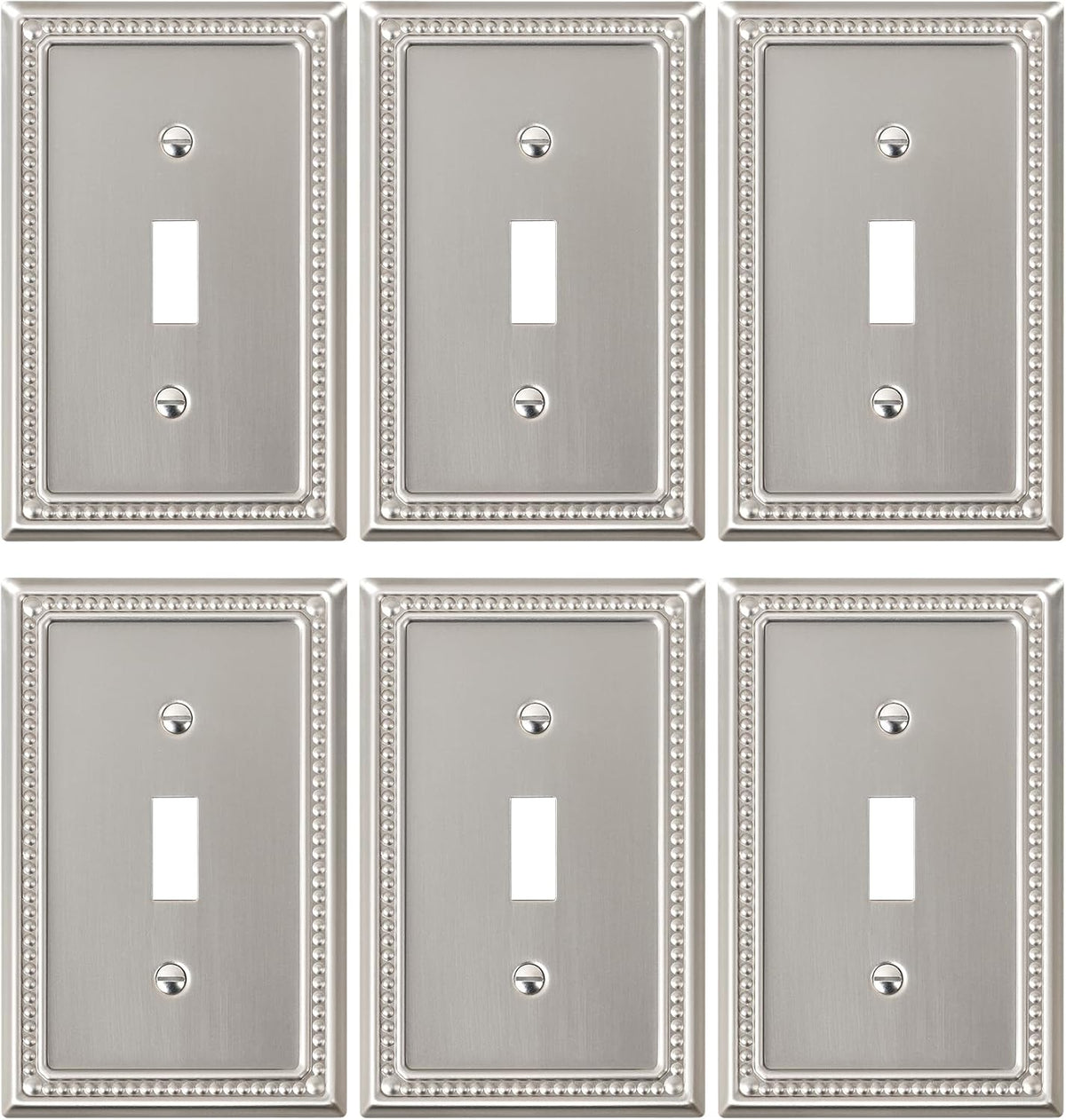 6-Pack Single Toggle Light Switch Cover Plate, Pearls Decorative Switch Plate Covers, Brushed